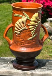 Vintage Signed Roseville Flower Vase/urn With Handles U.S.A. 123-9 Measures 9.5' Height