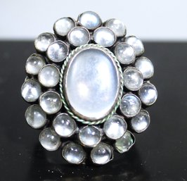 Large Vintage Sterling Silver Moonstone Ladies Ring Size 5.25