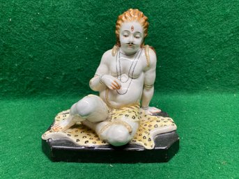 Vintage Porcelain Seated Buddah Man. Stamped CALCUTTA. Nice Piece. Yes Shipping.