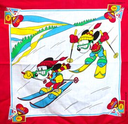 Vintage Mickey And Mini Mouse Scarf Skiing