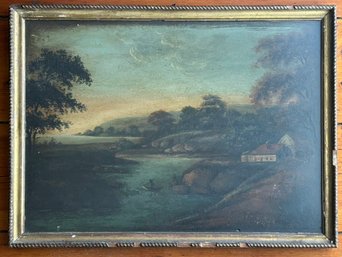 An Antique Oil On Board - Hudson River School, Student Work