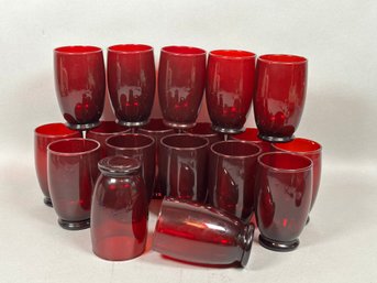 Eighteen Vintage Anchor Hocking Ruby Red Glasses
