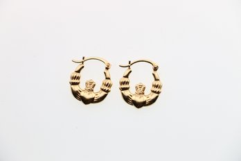 14k Yellow Gold Claddagh Earrings