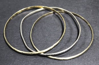 Three Fine Sterling Silver Bangle Bracelets Hallmarked