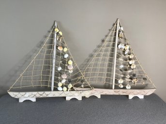 Pair Of Seashell Sailboats Decor