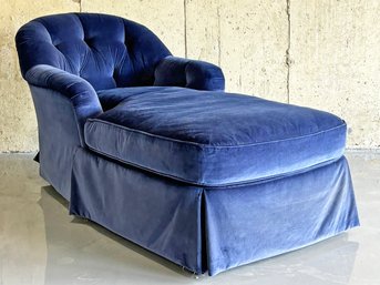 A Chaise Lounge In Royal Blue Skirted Velvet By Sherrill Furniture