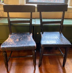 2 Vintage Solid Wood Chairs, Not Identical