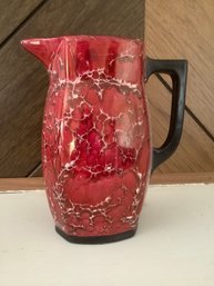 Czechoslovakia Registered Coronet Handled Pottery Pitcher