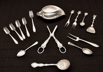 Assortment Of Sterling Silver Specialty Serving Utensils, And A Candy Dish 15 Ozt