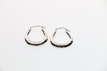 14k White Gold Hammered Earrings