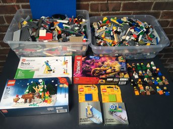 HUGE Lot Of LEGOS - Two Plastic Bins Full Plus Several Brand New In Box Sets And Group Of Over 20 Figures !