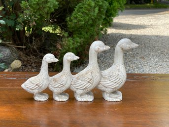 Cast Iron Duck Geese Family Of 4 Doorstop Vintage