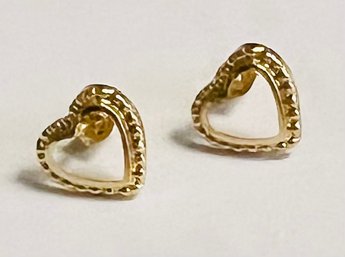 14K GOLD OPEN HEART EARRINGS - VERY SMALL