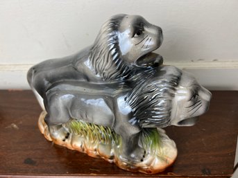 Pair Of Lions Ceramic Figurine