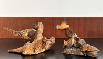 Set Of 3 Rare RUSS P. BURR Hand Carved Miniature Bird Decoys