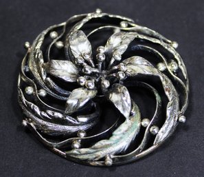 Large Hand Crafted Silver Floral Brooch By Joseff Hollywood Brooch