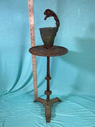 Antique Cast Iron Ashtray Stand 26in Tall