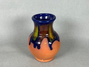 Pretty Pottery Vase With Colorful Glaze Drip Detail