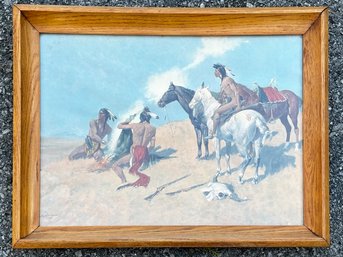 A Native American Themed Lithograph - Remington