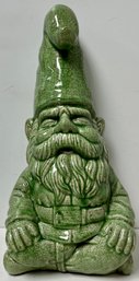 Vintage Pottery Large Green Glaze Gnome - Fairy Tale Magic - Garden Holiday - 21 H X 10
