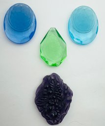 GORGEOUS LOT OF 4 CZECH FACETED MOLDED AND/OR CUT PENDANTS