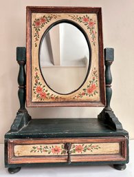 Vintage Hand Painted Vanity Mirror With Drawer