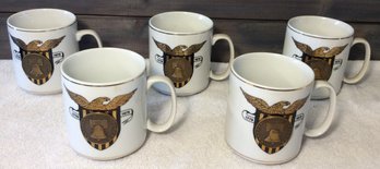 Set Of 5 Vintage Liberty Bell Medallion Collectible Coffee Mugs - L