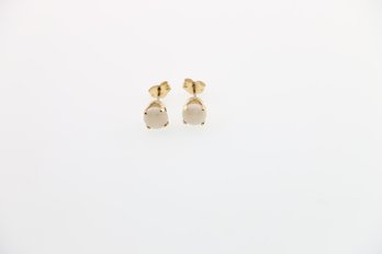 14k Yellow Gold Opal Stud Earrings