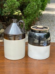 Vintage Stoneware Crock And Jug