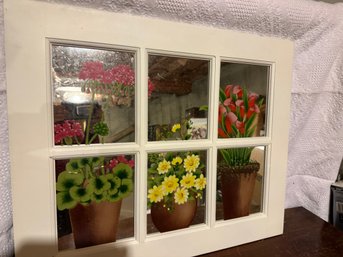 Floral Painted Window Mirror