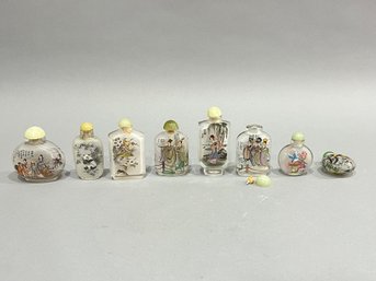 Lot Of 8 Chinese Glass Snuff Bottles