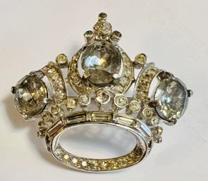 VINTAGE SIGNED CORO CRAFT STERLING SILVER CROWN BROOCH