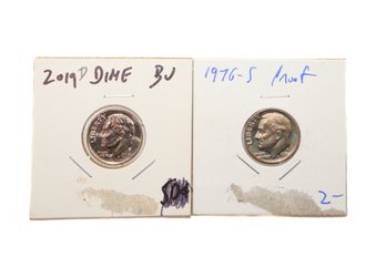 1976-S & 2019-D Roosevelt  Proof Dimes