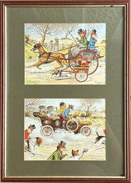 A Pair Of VIntage Framed Harry B. Neilson Fox Themed Prints