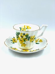 Vintage Royal Albert Genuine Bone China Yellow Floral Tea Cup And Saucer