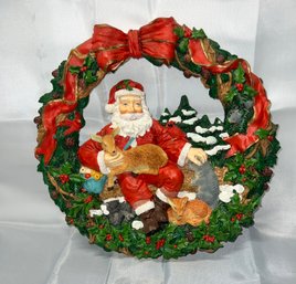 Hanging Santa Wreath (poly Resin)