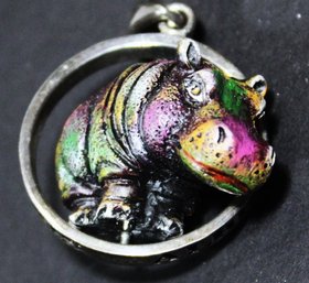 Carlos Albert Plastic And Sterling Silver Pendant Of A Hippo