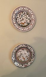 Two Handpainted Faience Pottery Hanging Plates