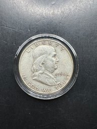 1950-D Benjamin Franklin Silver Half Dollar