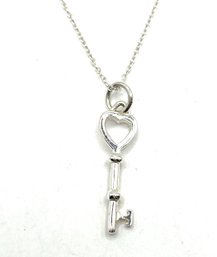 Vintage Sterling Silver Skeleton Key Pendant Necklace