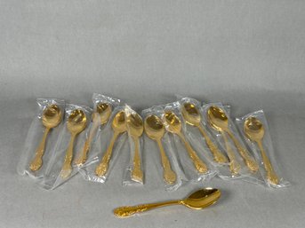 Twelve Vintage Adcraft Gold Plated Stainless Steel Spoons