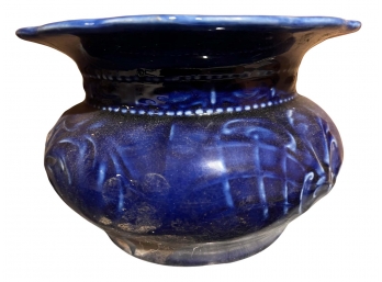 Antique Cobalt Blue Ceramic Spittoon /Planter