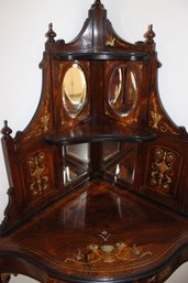 Amazingly Detailed Inlaid Corner Table 57 Tall 22 Long / Wide - See Photos!
