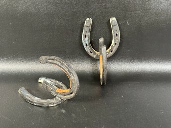 An Interesting Pair Of Wall-Hung Racks Made Out Of Old Horseshoes