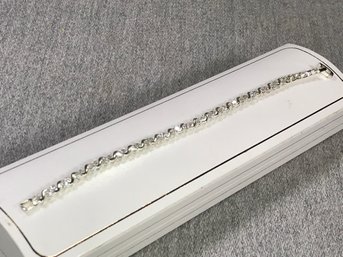 Beautiful 925 / Sterling Silver ROSS - SIMMONS Tennis Bracelet With Sparkling White Zircons - Fantastic Look !