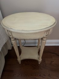 Pair Of Ethan Allen French Maison Oval Chairside Tables In Antique White