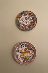 Two Faience Pottery Hanging Plates