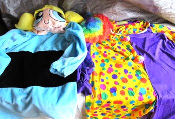 Fun Kids Powder Puff Girl And Adult Clown Costumes