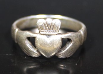 Sterling Silver Claddagh Ring (split In The Shank) Large Size 10.5