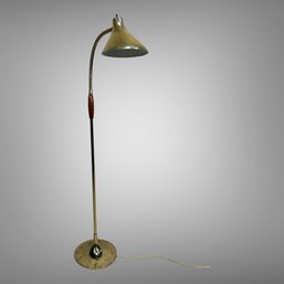 Mid Century Brass Floor Lamp With Cone Form Shade